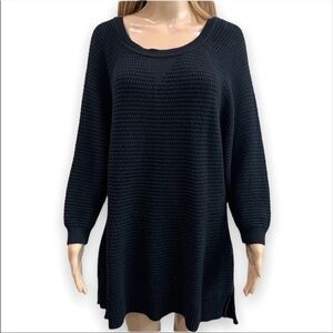 Lane‎ Bryant Black Knit Boxy Button BACK Sweater 18/20 EUC
